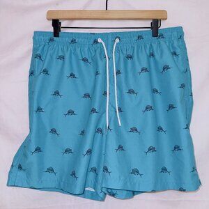 Men's 28 Palms Blue Swordfish Mesh Liner 6'' Inseam Swim Trunks size large